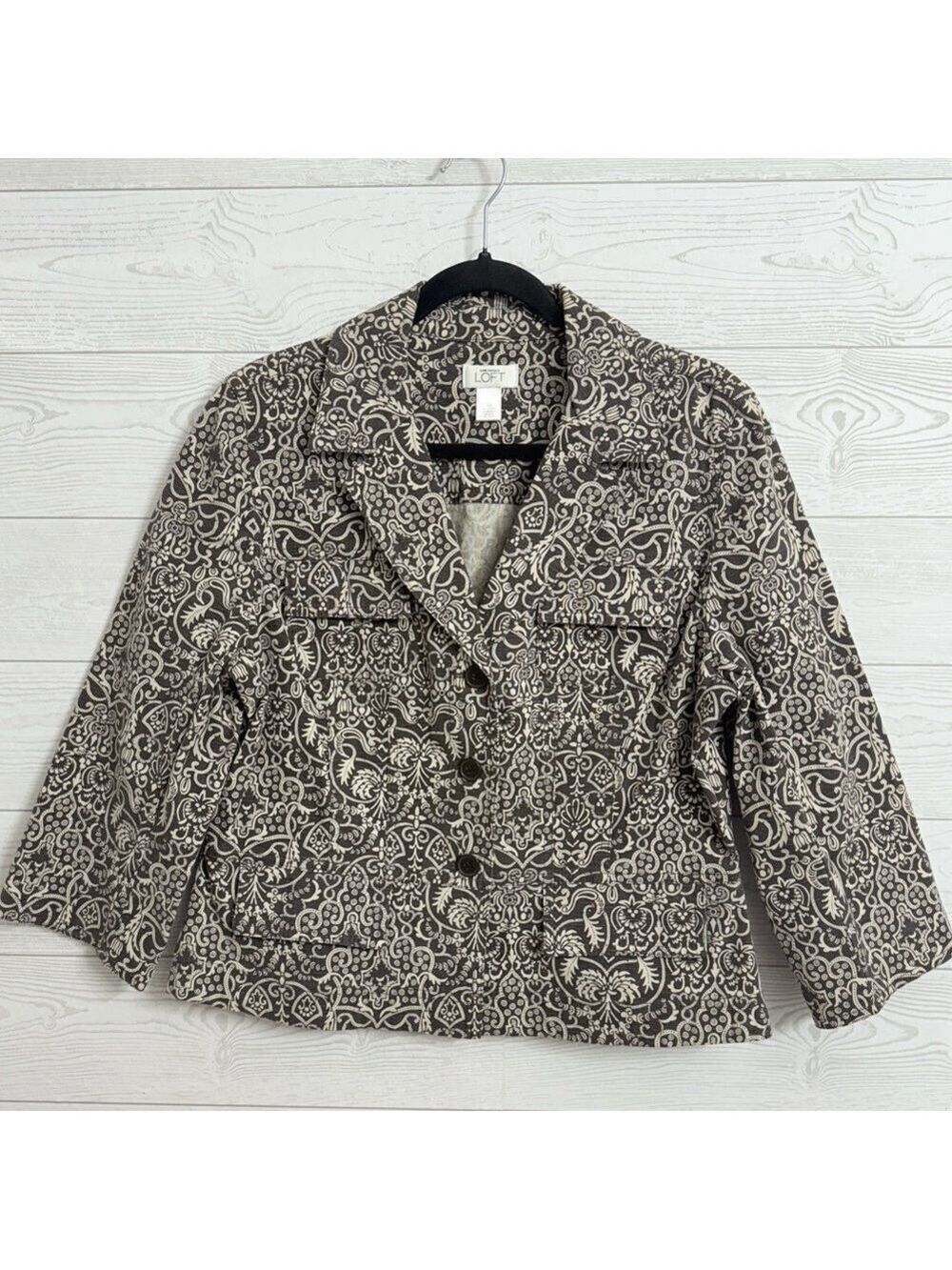 Loft Women’s Brown/Tan Stretch Short Blazer Jacket. Size 14